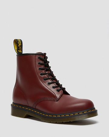 Botas con Cordones Dr Martens 1460 Smooth Cuero Mujer Rosas Rojos | MX 571FDN